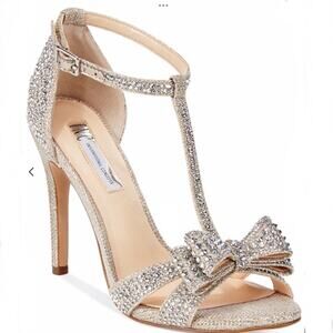 INC Gold Reesie Rhinestone Bow Evening Sandal